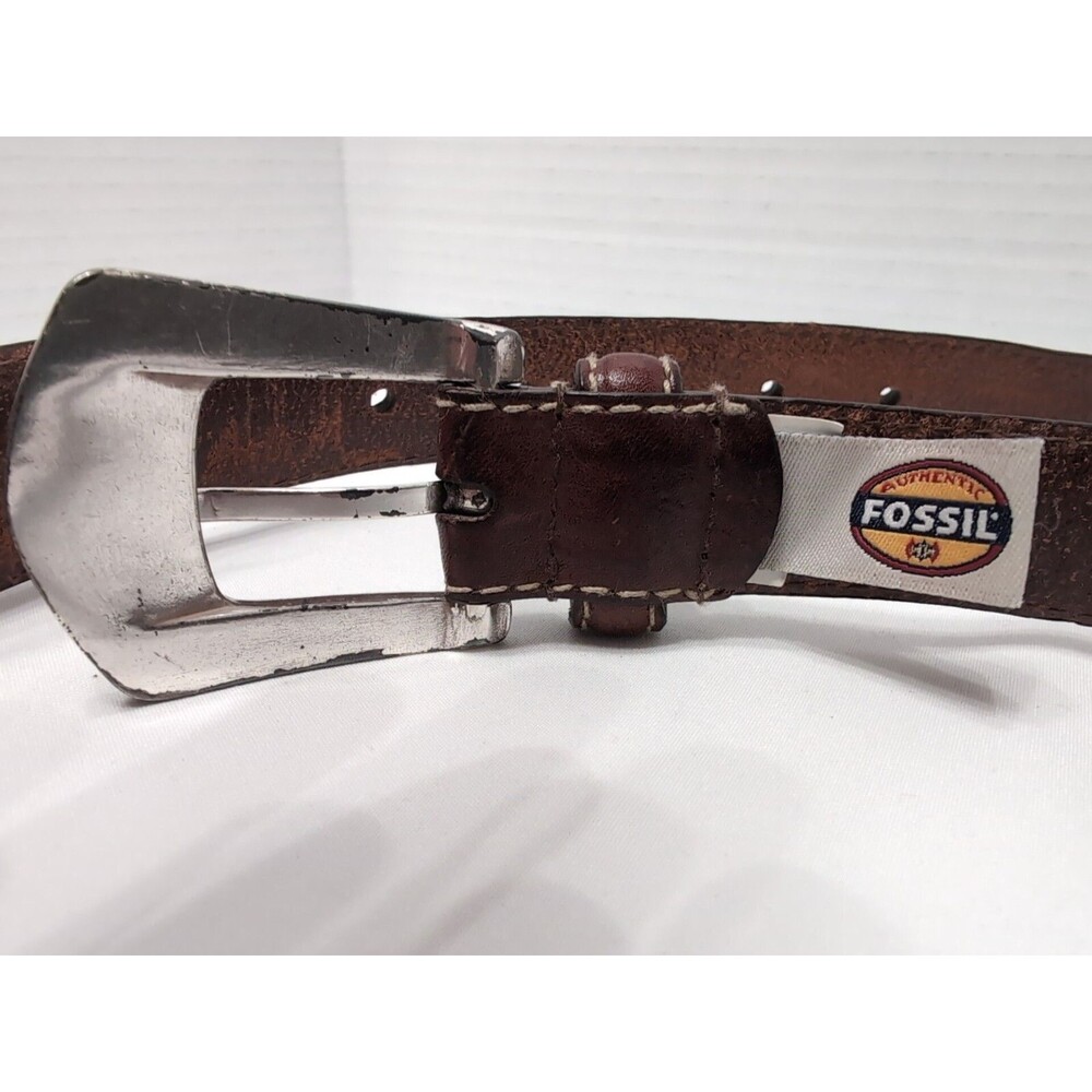 FOSSIL ITALIAN Full Grain Cowhide Leather Golf Theme Medallion Belt Sz 36 FOSSIL - Picture 3 of 10